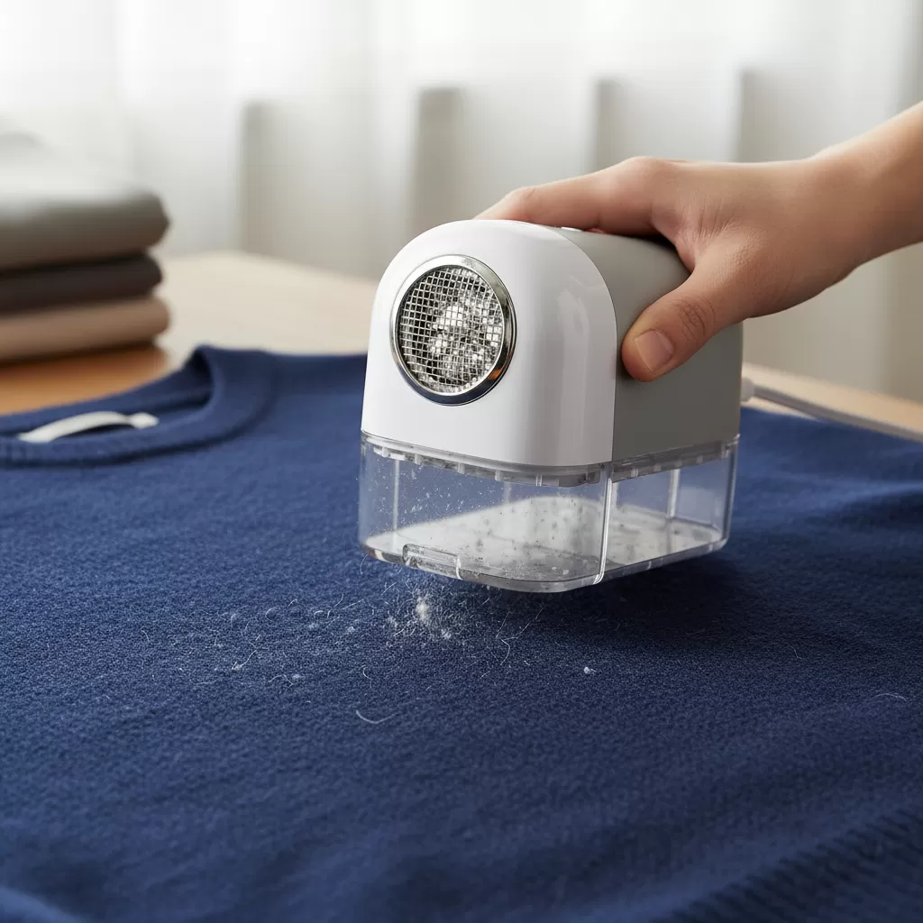 gemini_image_1770624265-1 Máy cắt lông xù chuyên dụng giúp khôi phục bề mặt mịn màng cho áo thun nhanh chóng