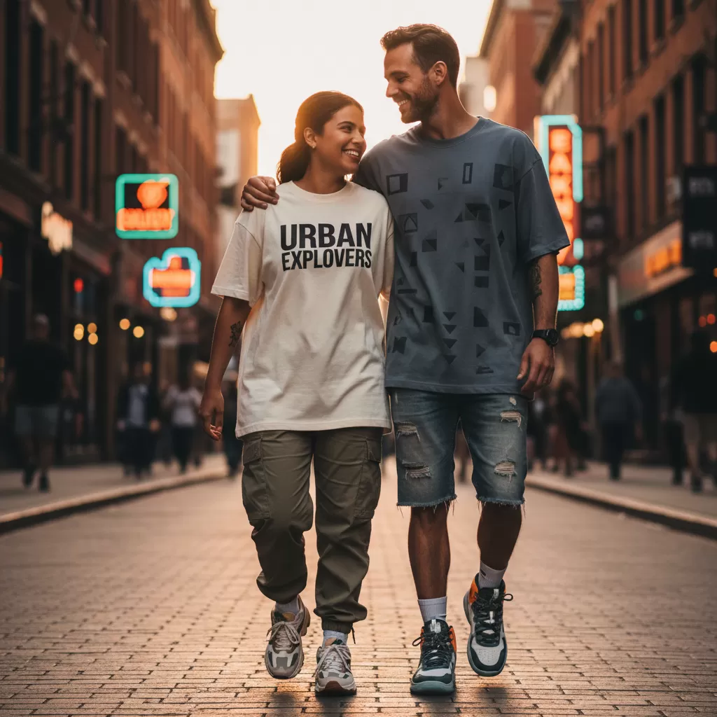 Sự kết hợp giữa áo thun oversize và sneaker mang lại vẻ ngoài năng động