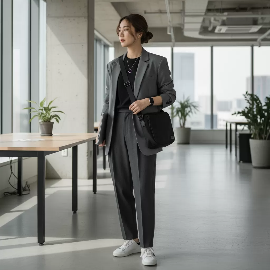 gemini_image_1770627883 Phong cách streetwear hiện đại đang dần trở thành xu hướng tại các văn phòng sáng tạo