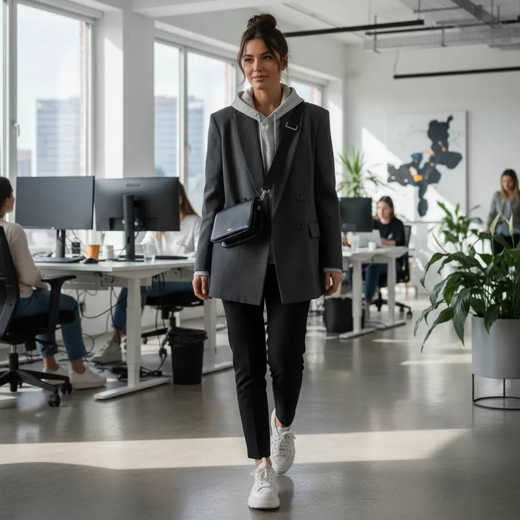 gemini_image_1770627884-1 Áo blazer là vũ khí giúp nâng tầm các món đồ streetwear khi đi làm